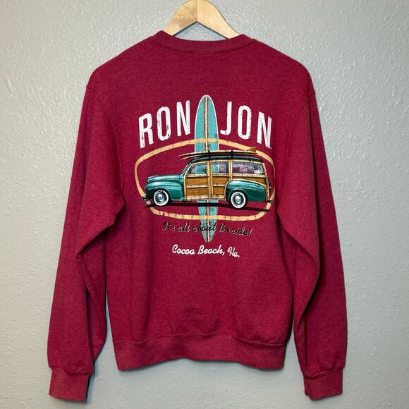 Ron Jon Surf Shop Cocoa Beach Jerzees Crewneck Sweatshirt Red Size Unisex Small - Picture 4 of 8